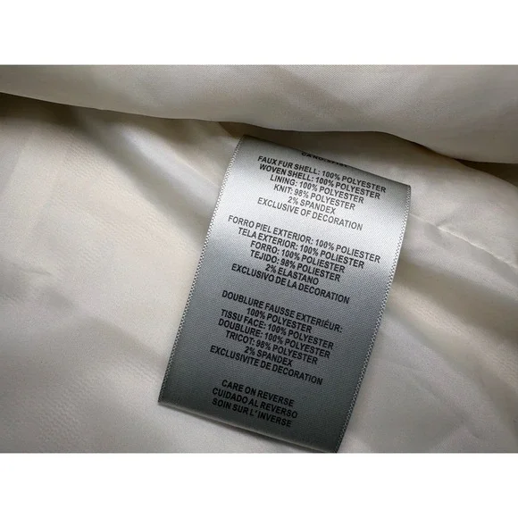 Levis Sherpa Fleece Jacket Cream Off White Geometric Trim Zip Up Womens Small - Picture 6 of 13